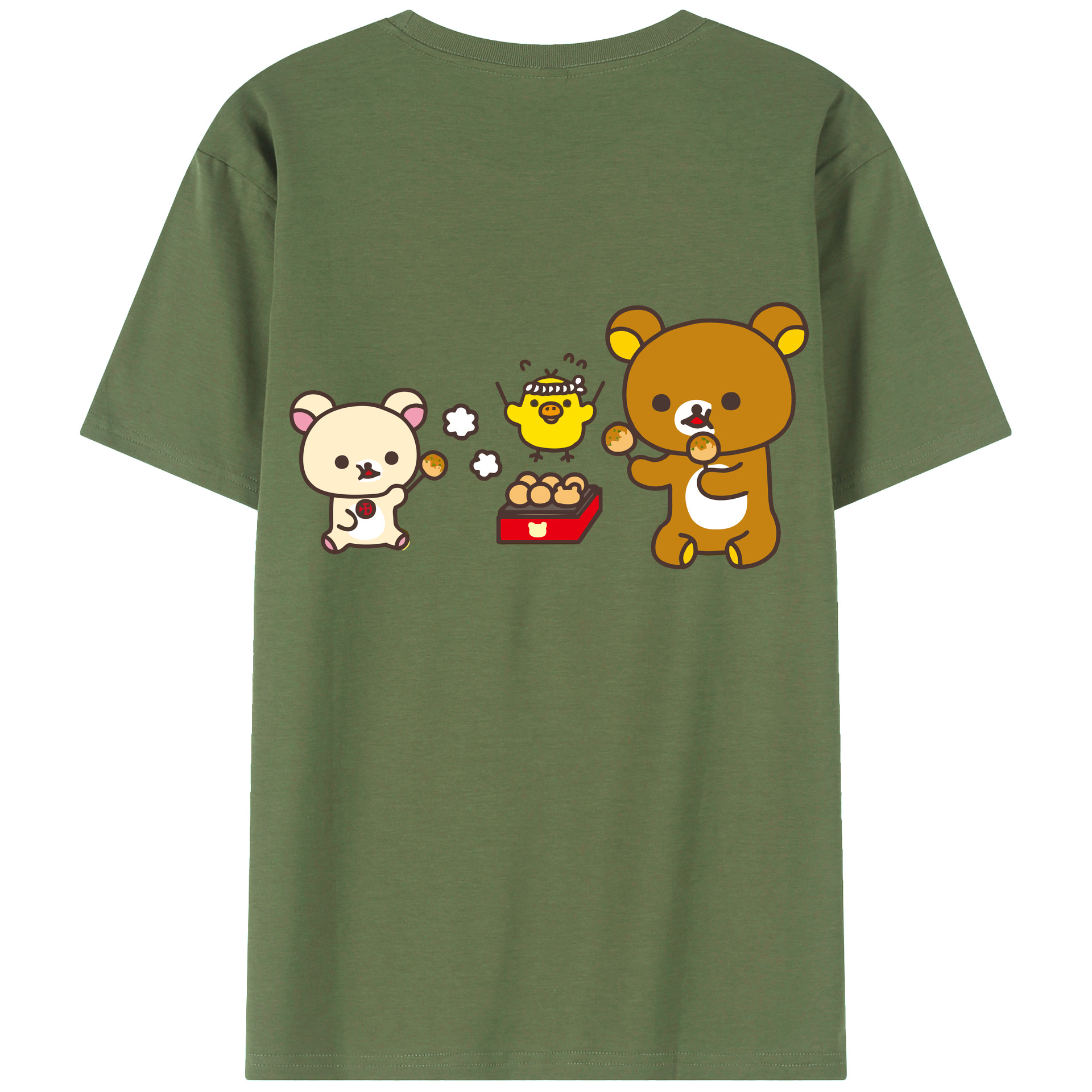 （画像用） リラックマ リラックマ キイロイトリ Rilakkuma Korilakkuma Kiiroitori 綿100％ メンズ半袖Tシャツ（バックプリント） 通気性